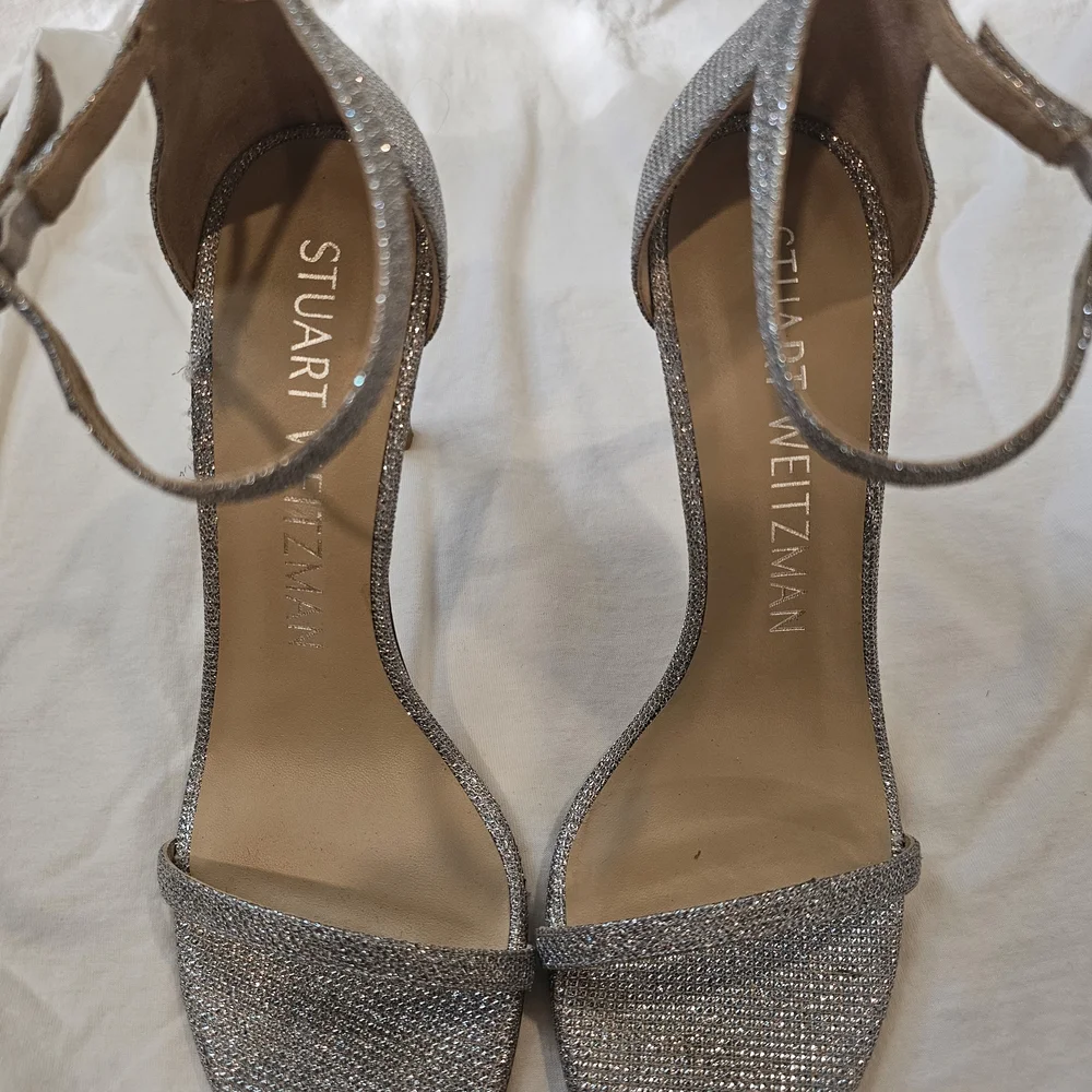Stuart Weitzman Silver Women's Heels Size 7 1/5 - Picture 1 of 4